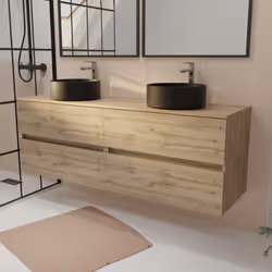 TIMBER 160, spazio e naturale eleganza Dona un tocco naturale ed elegante al tuo bagno con questo mobile sospeso in melaminic ...