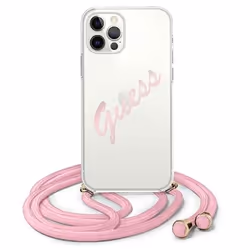 GUESS GUHCP12MCRTVSPI, Cover, Apple, iPhone 12 / iPhone 12 Pro, 15,5 cm (6.1"), Rosa, Trasparente