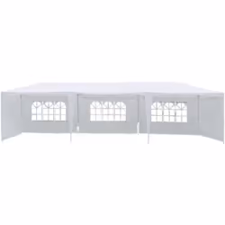 Gazebo CAROLINA in polietilene - 3 x 9 m - Altezza: 2.5 m - 5 pareti laterali - Bianco - Teli in poliestere impermeabile 100g ...