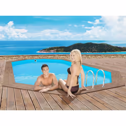 Kit piscina fuori terra in legno - 5,60 x 3,70 x 1,24 m - Pino trattato in autoclave classe 4 FSC - Liner 75/100 ème - Filtra ...