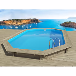 Kit piscina in legno ottagonale allungata scandinava o bielorussa - 4,86 x 3,36 x 1,20 m - Pino trattato in autoclave classe ...