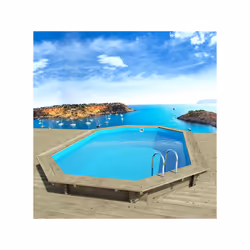 Piscina in legno "Miami" - 4,86 x 3,36 x 1,20 m + mini pompa di calore da 3,5 kW - Metallo - Grigio - Vista aggiuntiva 3