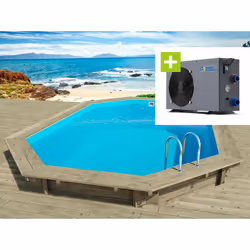 Kit piscina in legno scandinava o bielorussa ottagonale allungata - 6,57 x 4,57 x 1,31 m - Pino trattato in autoclave classe ...
