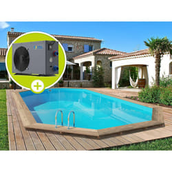 Habitat Et Jardin - Piscina in legno Palma - 7,57 x 4,07 x 1,31 m + Pompa di calore 6,1 kW