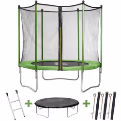 Trampolino tappeto elastico YOOPI - Ø3.05 m - Rete di protezione + Scala + Telone - Verde Trampolino "Yoopi Trampolino 3,05 m ...