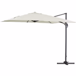 Ombrellone da giardino decentrato - Struttura in alluminio - 3 x 3 m - Ecru - Telo poliestere 200 gr/m2 - Lastre non incluse ...