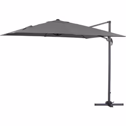 Ombrellone da giardino decentrato - Struttura in alluminio - 3 x 3 m - Grigio - Telo poliestere 200 gr/m2 - Lastre non inclus ...