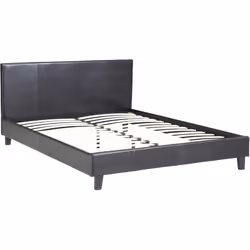 Letto LINA Nero - 2 piazze - 203 x 148 x 90 cm - Dimensioni materasso: 140 x 190 cm - Struttura in compensato - Piedi in legn ...