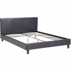 Letto LINA nero 2 piazze - 202 x 167 x 86 cm - Dimensioni materasso: 160 x 200 cm - Struttura in conmpensato - Piedi in legno ...