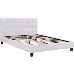 Letto in PVC JULIA - Bianco - 2 piazze - testata imbottita - Dimensioni del materasso: 140 x 190 cm - Dimensioni del letto: 2 ...