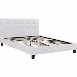 Letto in PVC JULIA - Bianco - 2 piazze - testata imbottita - Dimensioni del materasso: 160 x 200 cm - Dimensioni del letto: 2 ...
