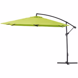 Ombrellone da giardino decentrato - Quadrato - Alluminio - 3 x 3 m - Verde - Telo poliestere 160 gr/m2 - Base a croce (Lastre ...