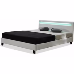 Letto in PVC "Maria3 - Nero - 2 posti letto - Con rete e led - Dimensioni materasso 160 x 200 cm (non fornito) - Funzione LED ...
