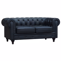Divano fisso Chesterfield "Aliza" - 157 x 82 x 70 cm - 2 posti a sedere - Nero