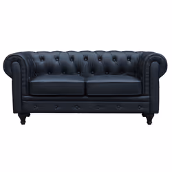 Divano fisso Chesterfield &quot;Aliza&quot; - 157 x 82 x 70 cm - 2 posti a sedere - Nero