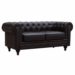 Divano fisso Chesterfield "Aliza" - 157 x 82 x 70 cm - 2 posti a sedere - Marrone