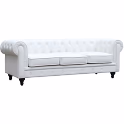 Divano fisso Chesterfield "Aliza" - 3 posti - Dimensioni: 208 x 82 x 70 cm - Rivestimento in PU imbottito - Design British - ...