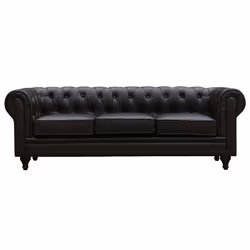 Divano fisso Chesterfield &quot;Aliza&quot; - 204 x 80 x 58 cm - 3 posti- Marrone