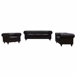 Divano fisso Chesterfield "Aliza" - 204 x 80 x 58 cm - 3 posti- Marrone - Vista aggiuntiva 4