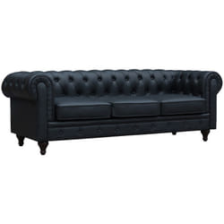 Habitat Et Jardin - Divano fisso Chesterfield 'Aliza' - 208 x 82 x 70 cm 3 posti - Nero