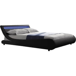 Letto con luce led 'Natacha' - 160 x 200 cm - Nero