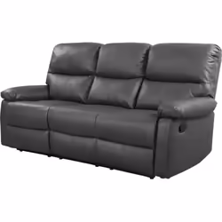 Divano relax "Lincoln" a 3 posti - Grigio - Dimensioni: 197 x 89 x 103 cm - Rivestimento in PU e tessuto - Imbottitura in sch ...