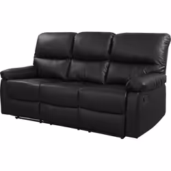 Divano relax "Lincoln" a 3 posti - Nero - Dimensioni: 197 x 89 x 103 cm - Rivestimento in PU e tessuto - Imbottitura in schiu ...