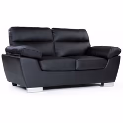 Divano in pelle rigenerata / PVC "DALLAS" - 2 posti - Nero - 169 x 88 x 90 cm Questo divano fisso in pelle bianca ricostituit ...