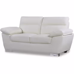 Divano in pelle rigenerata / PVC "DALLAS" - 2 posti - Bianco - 169 x 88 x 90 cm Questo divano fisso in pelle bianca ricostitu ...