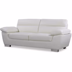 Divano in pelle rigenerata / PVC "DALLAS" - 3 posti - Bianco - 210 X 88 X 90 cm Questo divano fisso in pelle bianca ricostitu ...