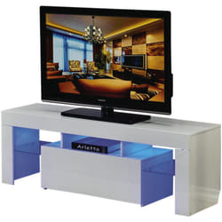 Habitat Et Jardin - Mobile tv Led borda - 130 x 34 x 45 cm - Bianco laccato