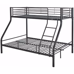 Letto a castello in acciaio Leo - Nero - Dimensioni: 200 x 145 x 160 cm - Scala in dotazione Il letto a castello Leo è intera ...