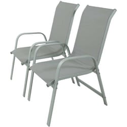 Habitat Et Jardin - Sedia da giardino in alluminio e textilene porto - Phoenix - Grigio chiaro - 2 pezzi