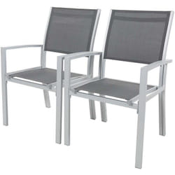 Habitat Et Jardin - Poltrona da giardino Tropic in alluminio/textilene - Phoenix - Grigio scuro - Set da 2