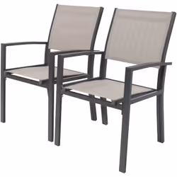 Set di 2 sedie da giardino TROPIC - Confort ideale - 57.5 x 62 x 90 cm - Colore struttura: Antracite - Colore textilene: Talp ...