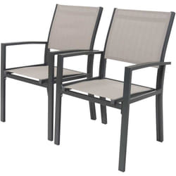 Poltrona da giardino Tropic in alluminio/textilene - Phoenix - Taupe - Set da 2