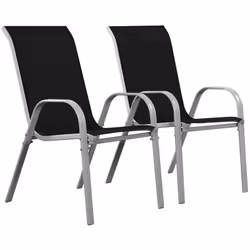 Set di 2 sedie da giardino -Acciaio/Textilene- 53.5 x 75 x 92 cm - Design semplice e moderno -Impilabili - Altezza della sedu ...