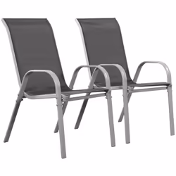Set di 2 sedie da giardino -Acciaio/Textilene- 53.5 x 75 x 92 cm - Design semplice e moderno -Impilabili - Altezza della sedu ...