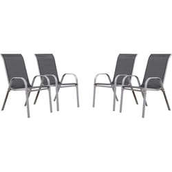 Sedie da giardino textilene Cordoba -Phoenix-Grigio scuro/Argentato-Set di 4