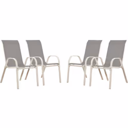 Set di 4 sedie da giardino -Acciaio/Textilene- 53.5 x 75 x 92 cm - Design semplice e moderno -Impilabili - Altezza della sedu ...