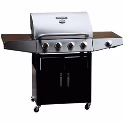 Barbecue a Gas 5 piastre di cui 1 laterale - Acciaio - Superficie di cottura: 63.5 x 40.6 cm - Indicatore di temperatura inte ...