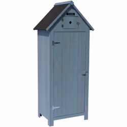 Armadio da giardino CABANON - In legno d'abete naturale - 77 x 54.5 x 179 cm - Resistente alle intemperie - Azzurro Dimension ...