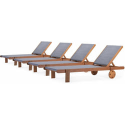 Habitat Et Jardin - Sdraio in legno esotico Saïgon - Maple - Grigio - Set di 4