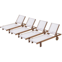 Habitat Et Jardin - Sdraio in legno esotico Saïgon - Maple - Ecru - Set di 4
