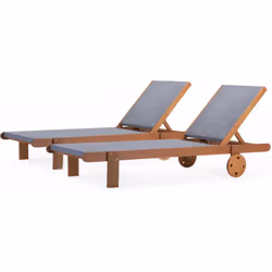 Sdraio in legno esotico e textilene Saïgon - Maple - Struttura in legno Shorea -193,5 x 71 x 80 cm - Marrone chiaro/grigio Vo ...
