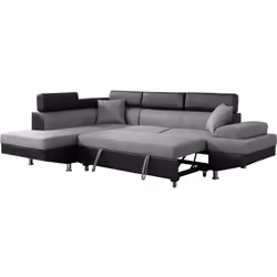 Divano ad angolo convertibile "Sophia Luxe" - 5 posti - Nero / Grigio - Angolo sinistro - Divano: 265 x 190,5 x 80/91 cm - Le ...