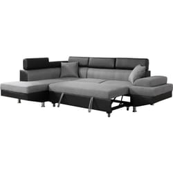 Divano ad angolo convertibile 'Sophia luxe' - 265 x 190,5 x 80/91 cm - Nero / Grigio - 5 posti - Angolo sinistro