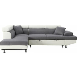 Divano ad angolo convertibile 'Sophia luxe' - 265 x 190,5 x 80/91 cm - Bianco / Grigio - 5 posti - Angolo sinistro