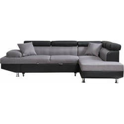 Divano ad angolo convertibile 'Sophia luxe' - 265 x 190,5 x 80/91 cm - Nero / Grigio - 5 posti - Angolo destro