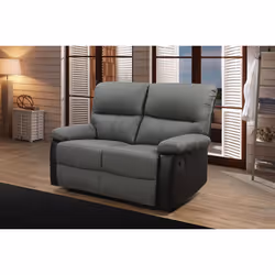 Divano &quot;Lincoln&quot; - 147 x 89 x 103 cm - 2 posti a sedere - Nero / Grigio scuro